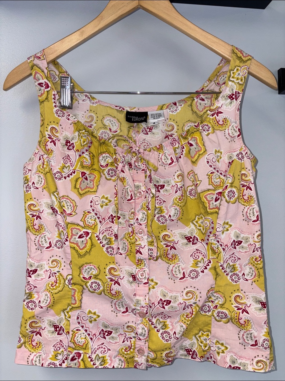 Whimsical Pink and Green Paisley Tank Sz 4